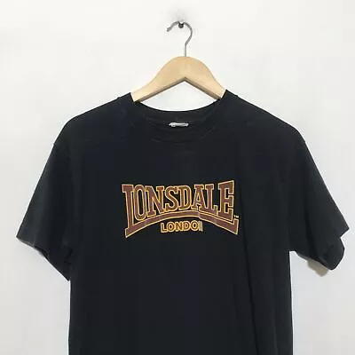 Buy Vintage 90s Black Lonsdale Spellout Graphic T Shirt Single Stitch - Small • 10£