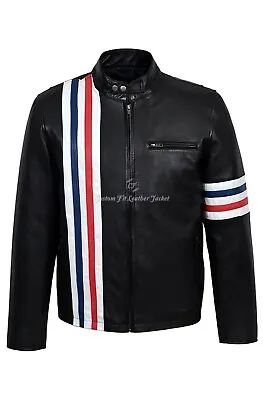 Buy 'EASY RIDER' Men's Leather Jacket Black Napa Classic Casual Fashion Biker Style • 129.99£