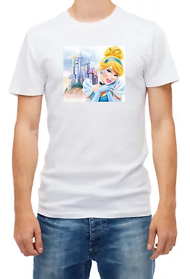 Buy Cinderella Princess Characters Drawings Short Sleeve White Men's T Shirt D356 • 11.40£