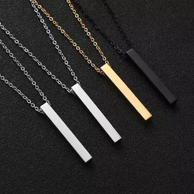 Buy Fashion Stainless Steel Long Chain Men Women Cuboid Necklace Jewelry G8C8 • 1.68£