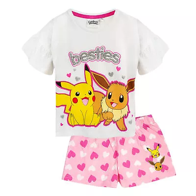 Buy Pokemon Girls Besties Pikachu & Eevee Frill Short Pyjama Set NS6789 • 16.63£