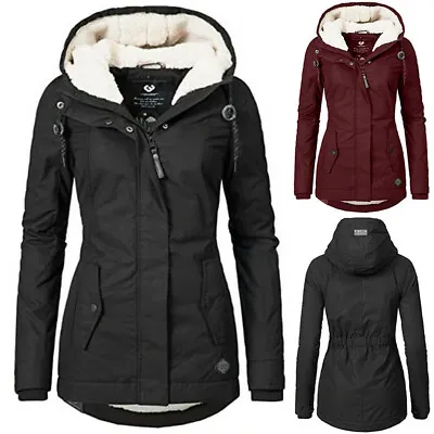 Buy Womens Fur Lined Parka Jacket Coat Ladies Hooded Outwear Winter Warm Overcoat • 29.88£