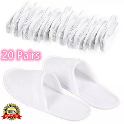 Buy 40Pack Disposable Towelling Hotel Slippers Closed Toe Terry Non Slip Guest Shoes • 9.99£
