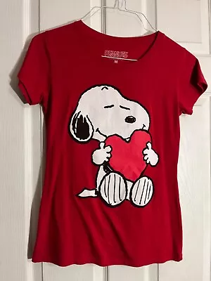 Buy Snoopy Holding Heart Red Short Sleeve T Shirt Peanuts Medium Cotton Poly • 6.62£