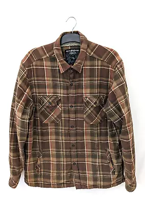 Buy Quiksilver Jacket Mens Large Brown Flannel Shirt Sherpa Fleece Plaid 90s Vtg Y2K • 38.90£