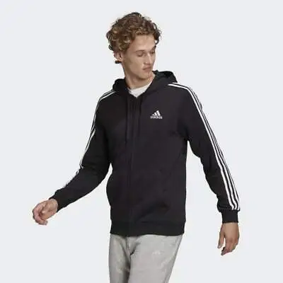 Buy Adidas Mens Black Three Stripe Jacket Zip Up Fleece Hoodie Track Suit Top M New  • 24.95£