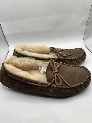 Buy Ugg 5612 Dakota Brown Suede Sheepskin Moccasins Slippers Shoes Women’s 10 • 23.62£