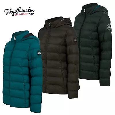 Buy Women's Ladies Quilted Padded Coat Hooded Puffer Winter Jacket Zip Pockets • 24.95£