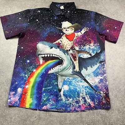 Buy Crazy Cat / Shark / Space Short Sleeved Tshirt Men’s XL Pit To Pit 24” • 30£
