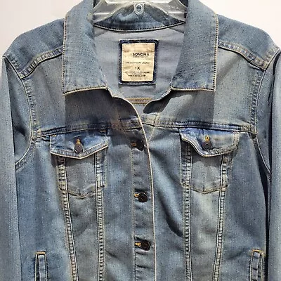 Buy Sonoma  The Everyday Jacket  Jean Jacket Size 1x Blue Denim Trucker Women's  • 7.51£