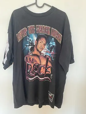 Buy Vintage 1999 Wwf Wwe The Rock Layin' The Smackdown Wrestling T-shirt Black Xl • 59.99£