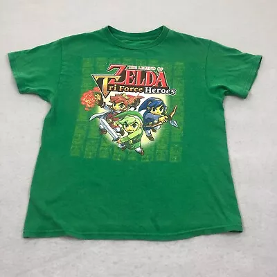 Buy Legend Of Zelda Boys Graphic Print Shirt Large 10-12 Green Tri Force Heroes FLAW • 8.65£