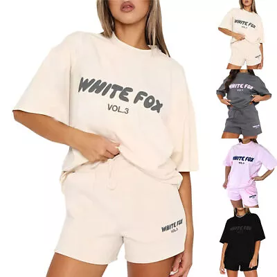 Buy Womens White Fox Crew Neck T-Shirt Summer Casual Blouse Short Sleeve Tee Tops • 10.59£