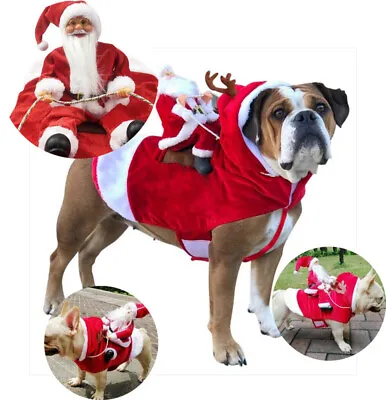 Buy Pet Dog Fancy Dress Jacket Christmas Santa Claus Coat Costume Outfit Clothes UK • 8.63£
