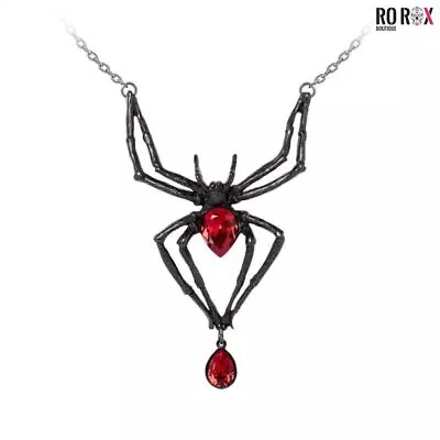Buy Alchemy England Black Widow Necklace Spider Red Austrian Crystal Goth Jewellery • 42.99£