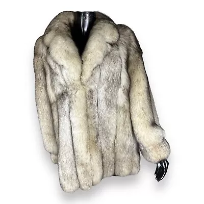 Buy Vintage Genuine Blue Fox Fur Coat Jacket Women’s Medium Satin Lined Finland • 385.67£