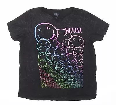 Buy Nirvana Womens Black Cotton Basic T-Shirt Size 16 Round Neck • 5.25£
