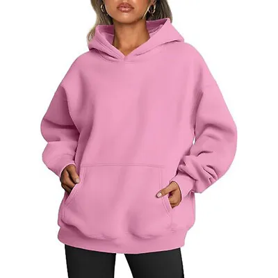 Buy Ladies Hooded Sweatshirt Long Sleeve Hoodies Women Solid Color Fall Casual Thick • 13.89£
