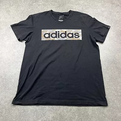 Buy Adidas Black Camo Spellout Cotton T-shirt Mens L • 18£