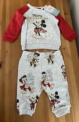 Buy Mickey Mouse Christmas Jumper And Bottoms Set - 0-3 Months - Tu • 7£