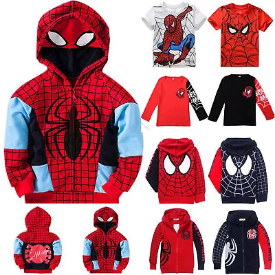 Buy Kind Boys Girl Spiderman Hoodie Jacket Sweatshirt T-Shirt Pullover Cosplay Tops♢ • 4.29£