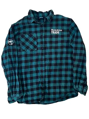 Buy Bunnings Trade Flannel Shirt Long Sleeve Checkered Green Men's Size 2XL Vgc • 40.32£