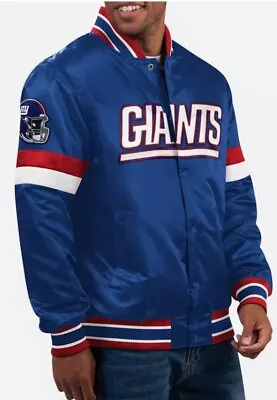 Buy NFL New York Giants Vintage Royal Blue Satin Baseball Letterman Varsity Jacket • 73.99£