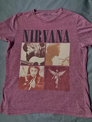 Buy Nirvana For Next Mens Short Sleeved T-shirt Burgundy/red - Size L Large, Used • 10.99£