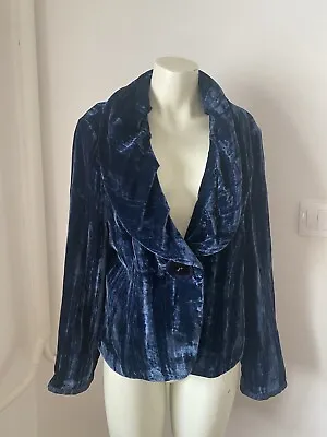 Buy Bianca Steampunk Jacket Velvet Blue Size 14 Sk2402 • 19.99£