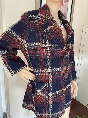 Buy Cotswold Collections Wool Blazer LadiesJacket Coat 18 Red Navy Plaid Wool Mohair • 16£
