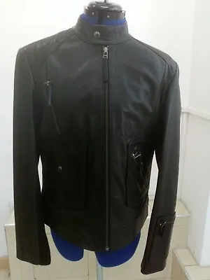 Buy Men's Black Classic Leather Biker Jacket Gents Fashion Casual Top Size Medium UK • 49.89£