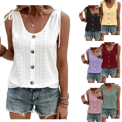 Buy Womens Sleeveless Solid Vest T Shirt Ladies Tank Tops Summer Casual Tee Blouse • 8.88£
