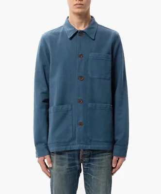 Buy Nudie Jeans Barney Worker Jacket Overcoat Men Indigo Blue Cotton Twill BNWOT Fab • 59£