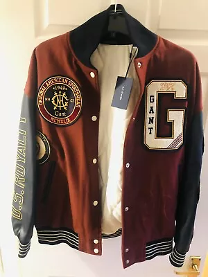 Buy Gant US Royalty GANT Varsity Jacket Leather Sleeves ,Woman   ,CARBERNET RED M. • 300£