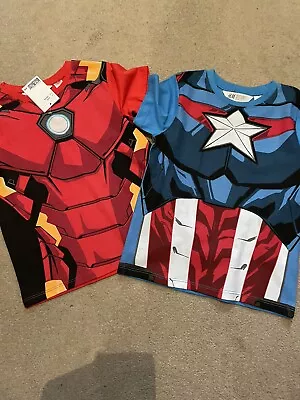 Buy Marvel Iron Man And Captain America T-shirts Age 4-6 - Brand New • 9.99£