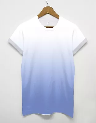 Buy Blue Dip Dye All Over Print T Shirt Ombre Tie Dye Sun Top Fest Man Indie Tumblr • 16£