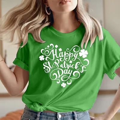 Buy TSHIRT (232) Happy St Patricks Day Shirt Saint Patrick's Day Love Heart T-Shirt • 9.99£