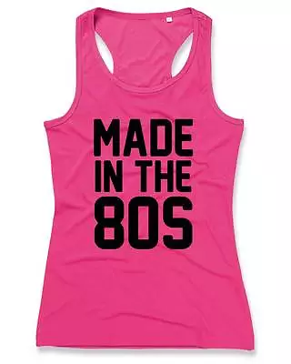 Buy MADE IN THE 80s Ladies Sports Vest 8-16 80's Party Fancy Dress Pink T-Shirt Top • 12.80£