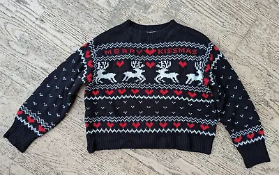 Buy H&M Fair Isle Christmas Jumper Reindeers Size 8 10 12 14 Small Medium • 4£