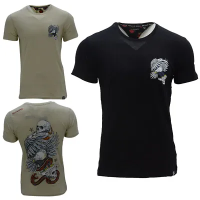 Buy BRAVE SOUL FREDDIE Mens Printed T Shirts Casual Short Sleeve Crew Neck Tee Top • 8.99£