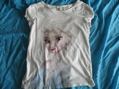 Buy White Cotton Elsa Frozen T-shirt Age 6-8 Years From H&M • 0.99£