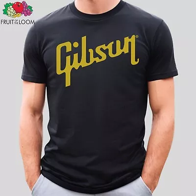 Buy Mens Gibson Gold Vinyl Print Guitar T Shirt Gift Musical Instrument Shirt • 10.99£