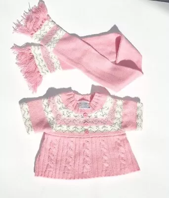 Buy BUILD A BEAR Pink Jumper Knit Knitted Dress & Scarf Outfit CLOTHES BNWT  • 17.99£
