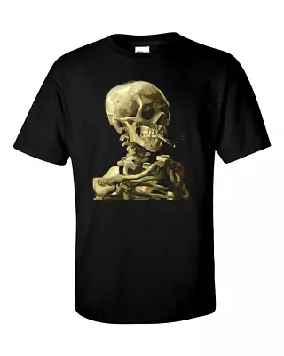 Buy Vincent Van Gogh - Skull Of A Skeleton With Burning Cigarette Fine Art T-Shirt • 12.95£
