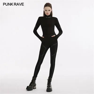 Buy Punk Rave Black Gothic Punk Techwear Style Basic Long Sleeve T-Shirt For Women • 38.39£