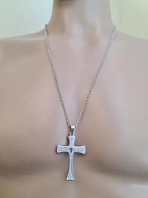 Buy Stainless Steel Cross Lords Prayer In Spanish Necklace Jewellery For Men A846 • 8£