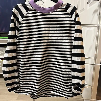 Buy Tu Oversized Navy & White Stripe Oversized Long Sleeve Top T-shirt Relaxed 90s • 6£