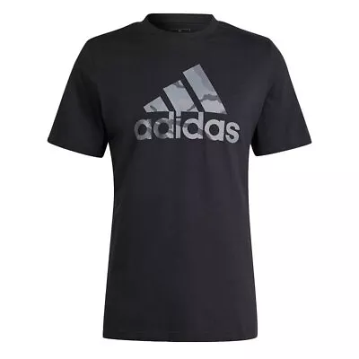 Buy Adidas IR5828 Mens Short Sleeve T Shirt Camo Print Badge Of Sports Black Tee Top • 18.99£