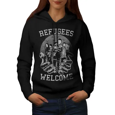 Buy Wellcoda Refugees Welcome Womens Hoodie, Accept Casual Hooded Sweatshirt • 31.99£