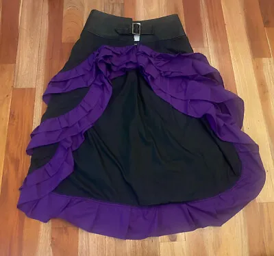 Buy Womens Dracula Clothing Purple Black Vex High Low Skirt Sz M/l Ruffle Steam Punk • 32.02£
